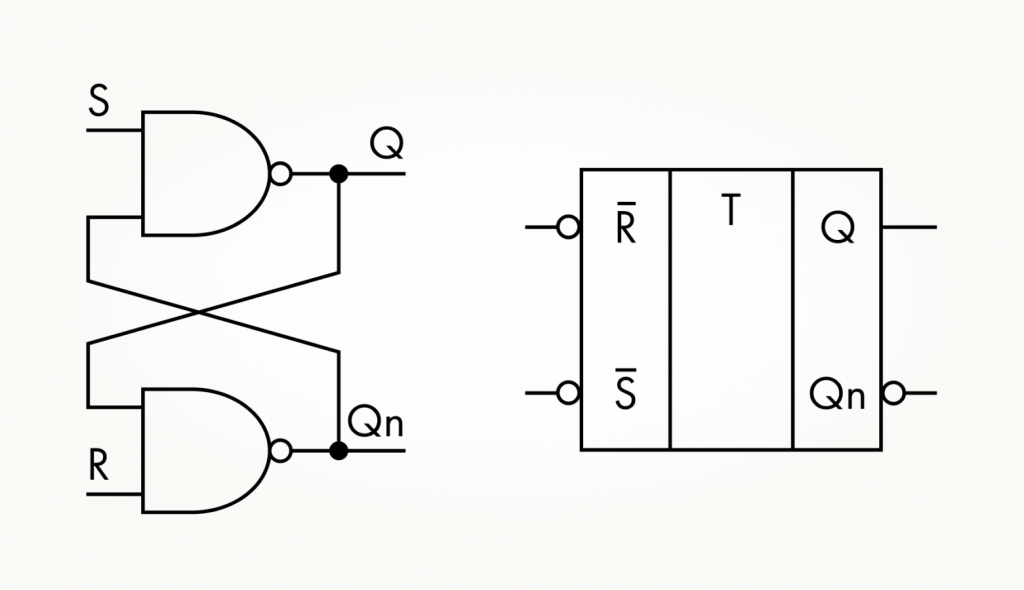 Схема и условное обозначение RS-триггера