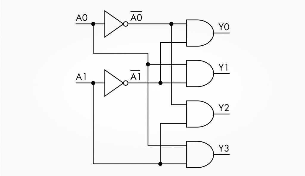 Схема дешифратора 2-в-4