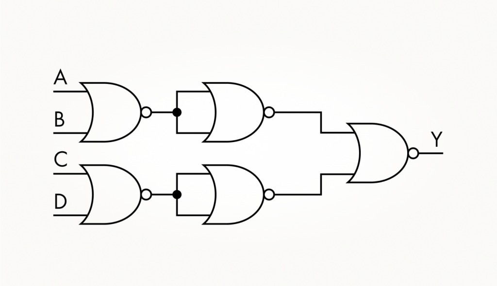 Схема получения 4ИЛИ-НЕ из 2ИЛИ-НЕ