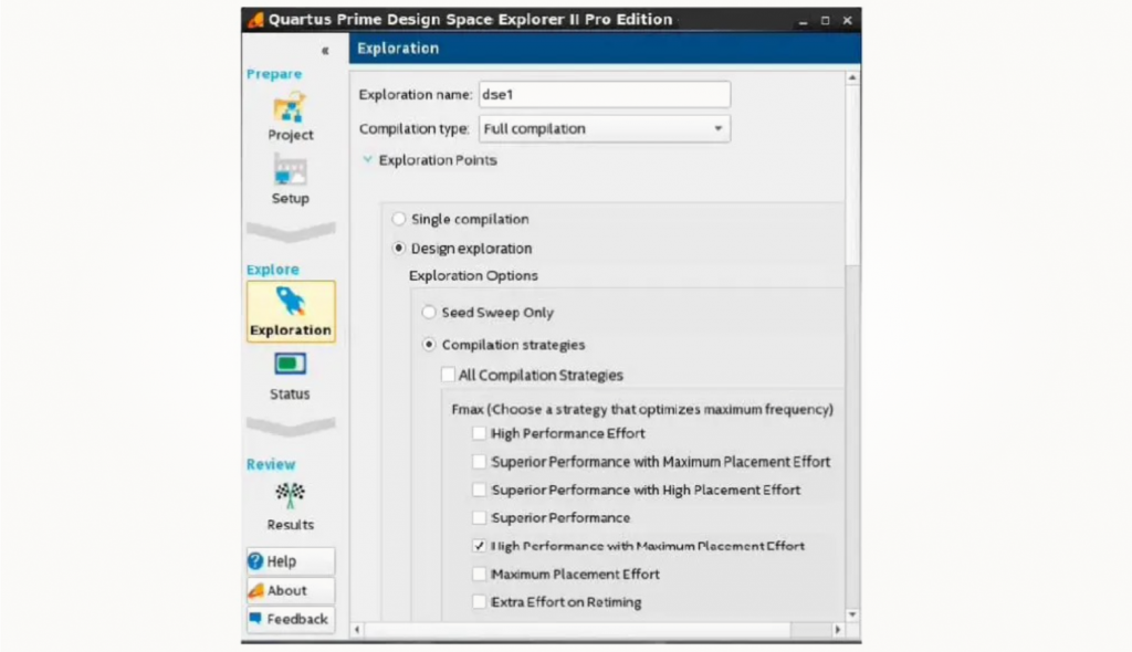 Quartus Prime Design Space Explorer II