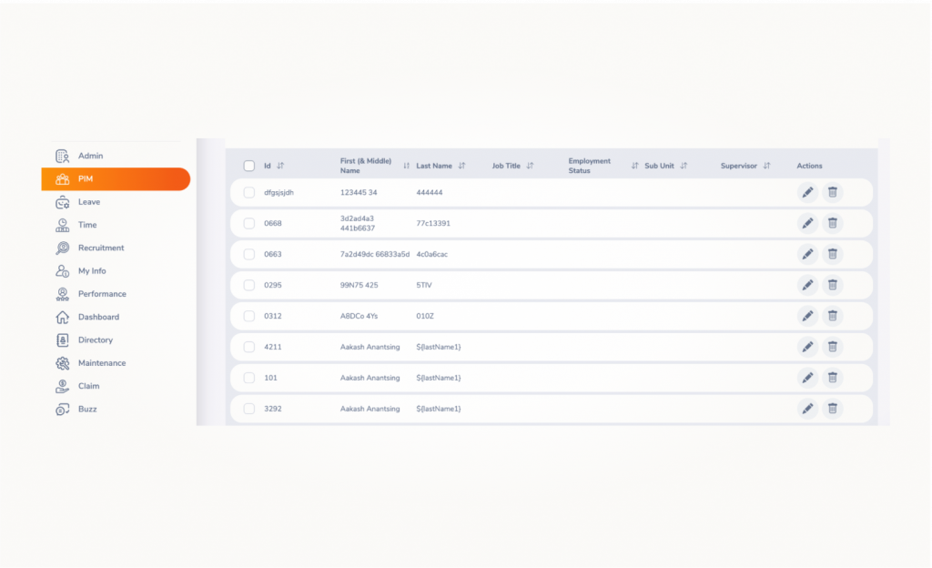 Навигация в OrangeHRM